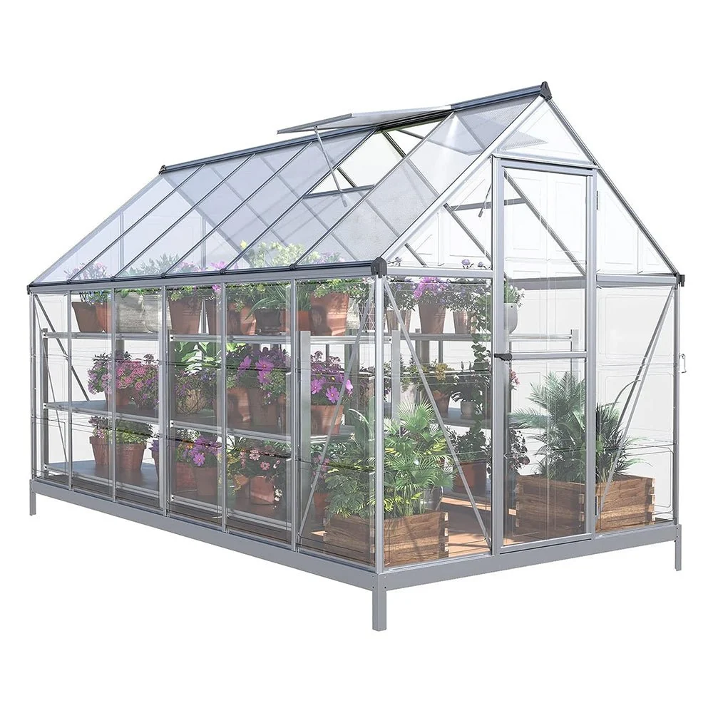[06x12FT] Heavy Duty Outdoor Aluminum Polycarbonate Walk-In Greenhouse With Lockable Hinged Door (91384257) - Image 2