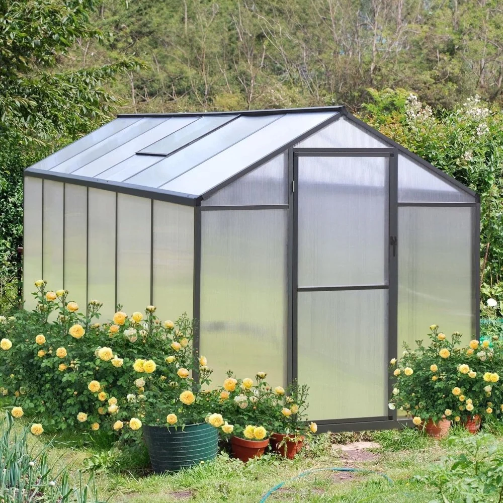 [06x12FT] Premium Polycarbonate Gray Walk-In Greenhouse Kit With Adjustable Vent And Lockable Door (97135264) - Image 3