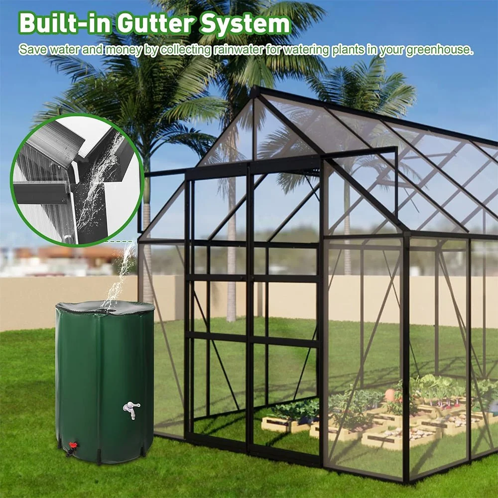 [08x12FT] Heavy Duty Large Premium Aluminum Outdoor Polycarbonate Walk-In Greenhouse W/ Sliding Doors (91842753) - Image 9
