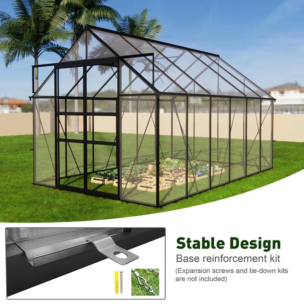 [08x12FT] Large Heavy Duty Outdoor Walk-In Polycarbonate Greenhouse Kit With Adjustable Vents And Sliding Doors (95736851) - Image 7