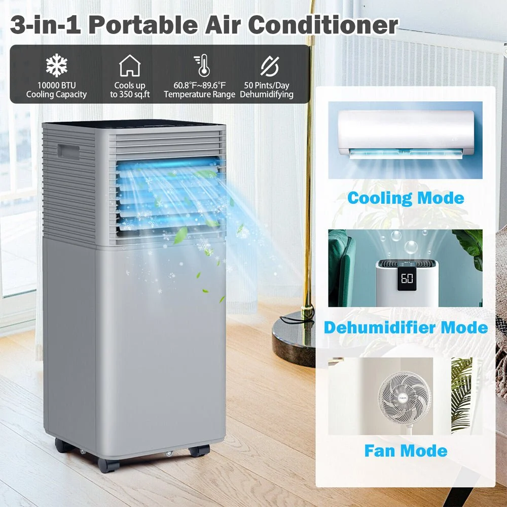 10K BTU Portable Room Air Conditioner Unit With Dehumidifier And Fan Mode - Image 4