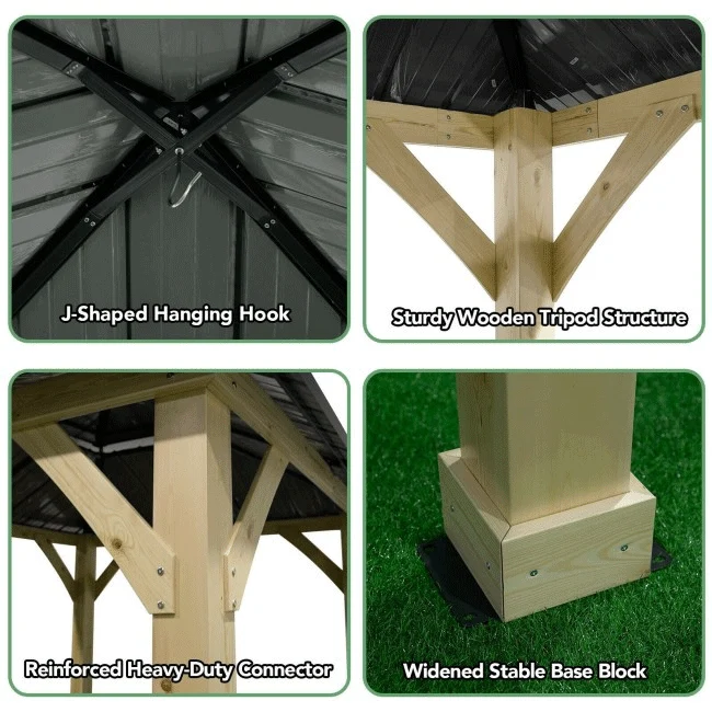 [10x10FT] Premium Outdoor Patio Hardtop Gazebo W/ Double Steel Roof (91201291) - Image 11