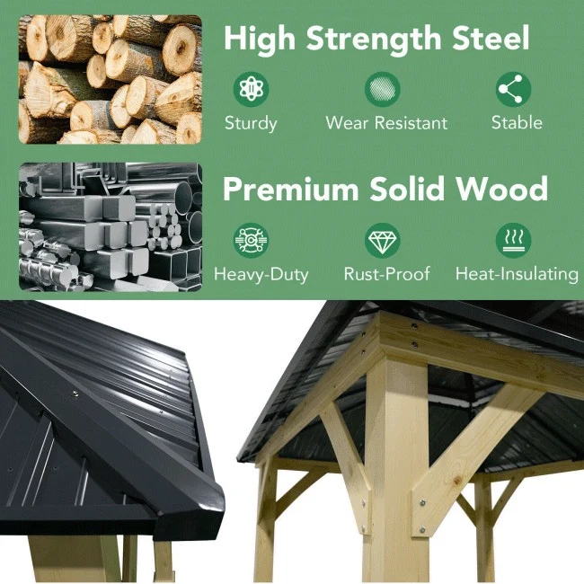 [10x10FT] Premium Outdoor Patio Hardtop Gazebo W/ Double Steel Roof (91201291) - Image 5