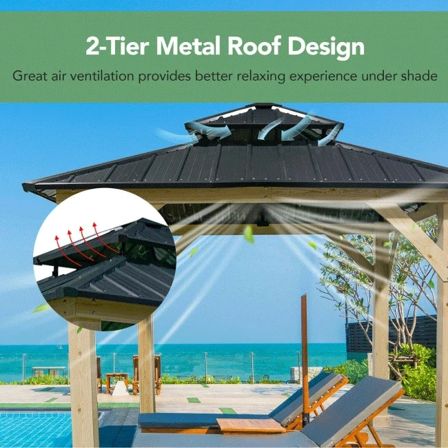 [10x10FT] Premium Outdoor Patio Hardtop Gazebo W/ Double Steel Roof (91201291) - Image 7