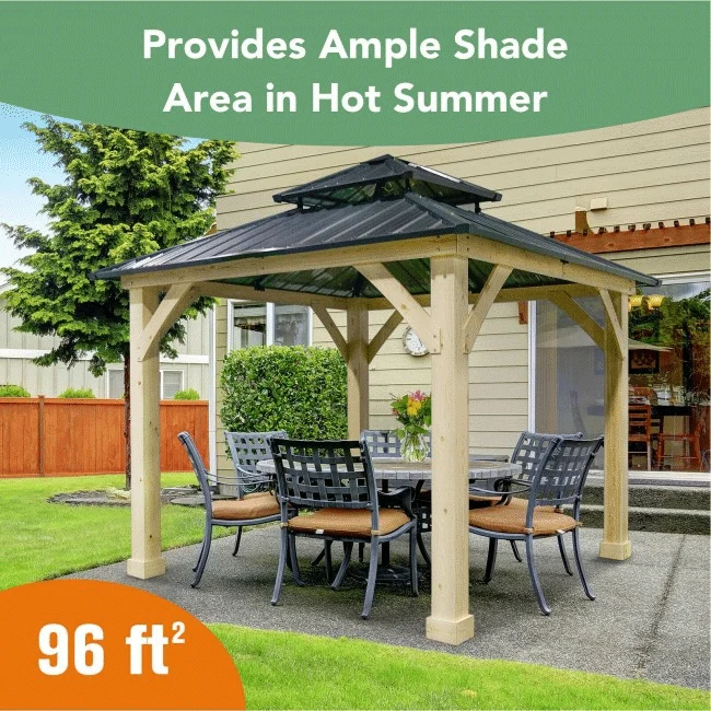 [10x10FT] Premium Outdoor Patio Hardtop Gazebo W/ Double Steel Roof (91201291) - Image 8
