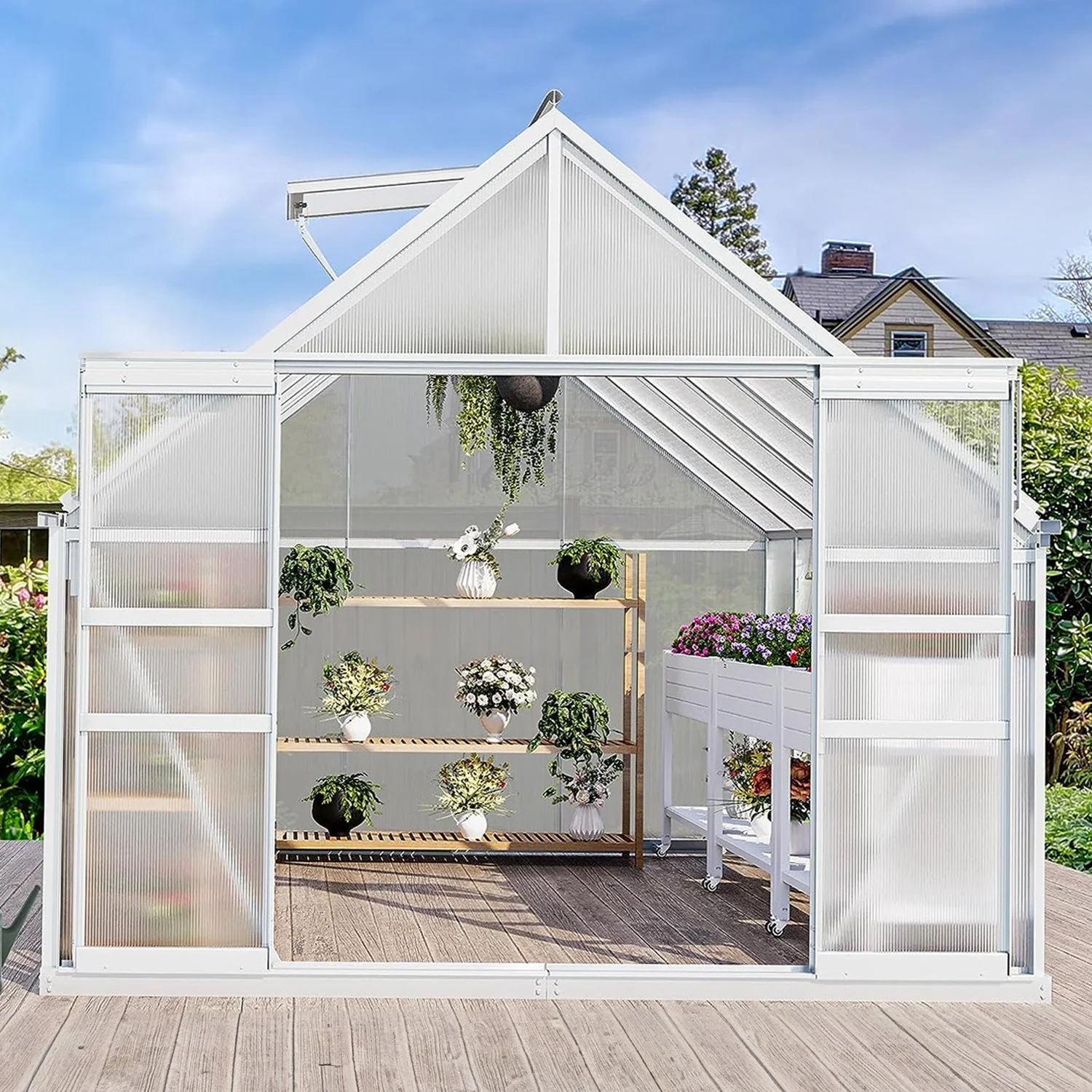 [10x12FT] Extra Large Heavy Duty Polycarbonate Aluminum Greenhouse With Sliding Doors And Vents (92574183) - Image 8