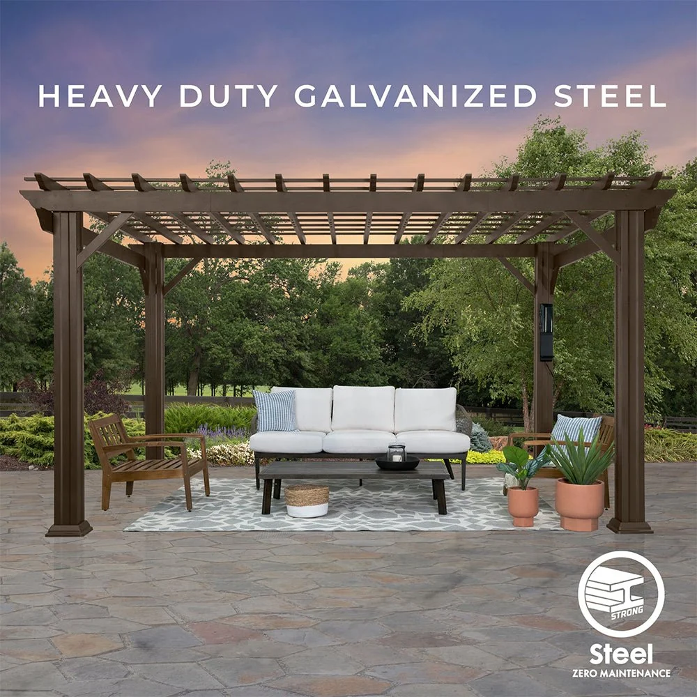 [10x12FT] Heavy Duty Backyard Galvanized Steel Powder Coated Pergola (91358672) - Image 2