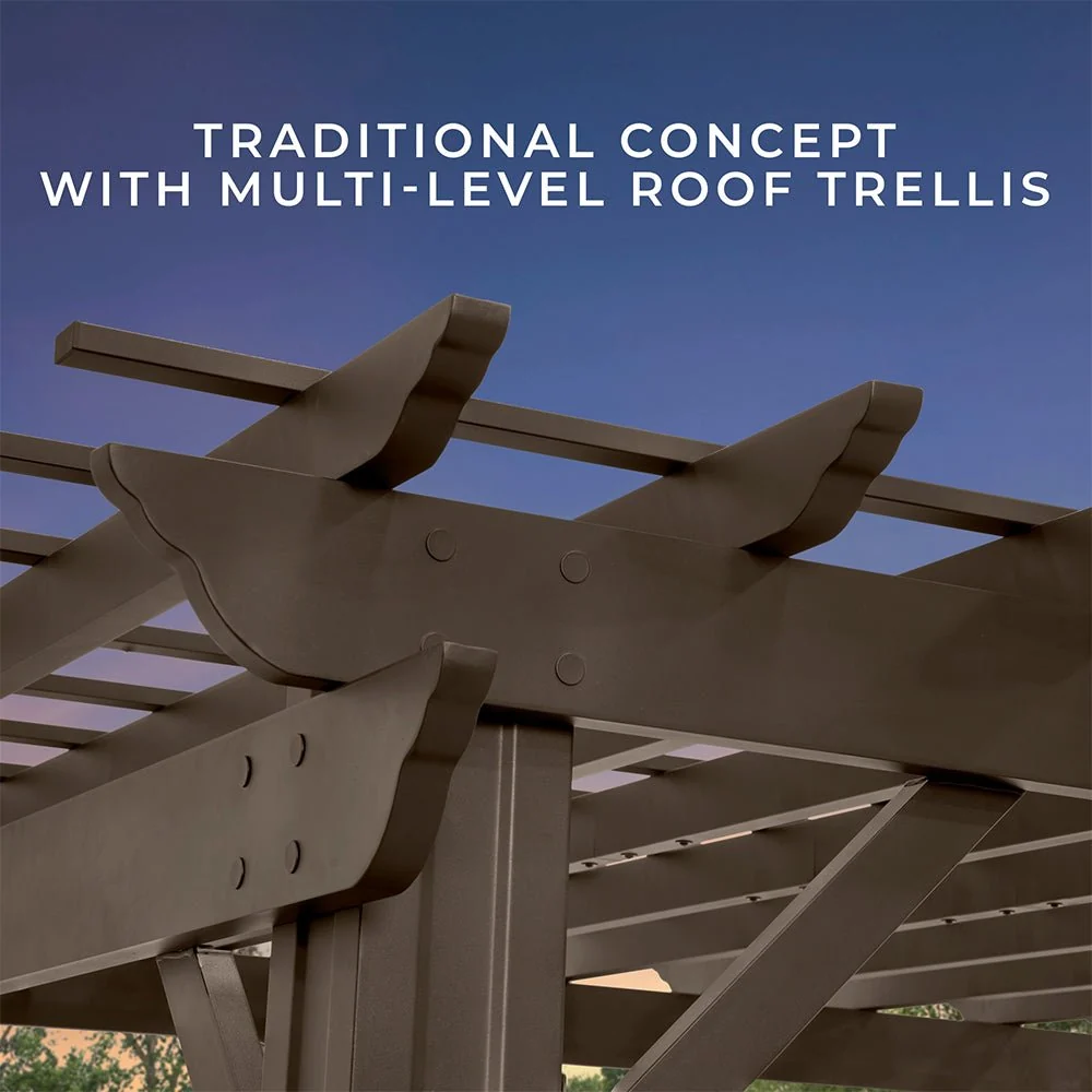 [10x12FT] Heavy Duty Backyard Galvanized Steel Powder Coated Pergola (91358672) - Image 7