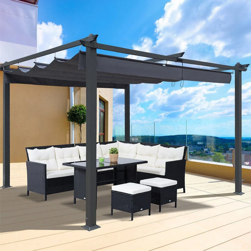 [10x13FT] Premium Outdoor Patio Retractable Pergola With Canopy (97201864) - Image 11