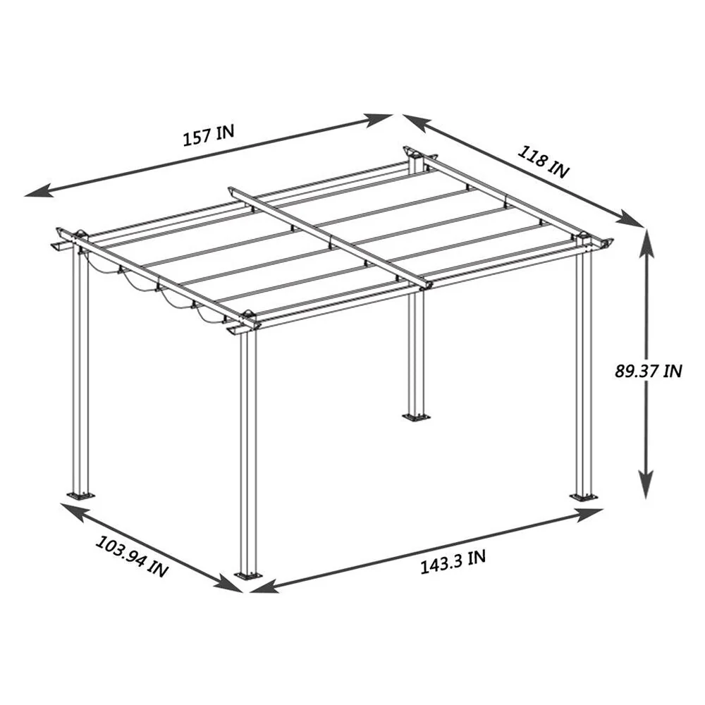 [10x13FT] Premium Outdoor Patio Retractable Pergola With Canopy (97201864) - Image 12