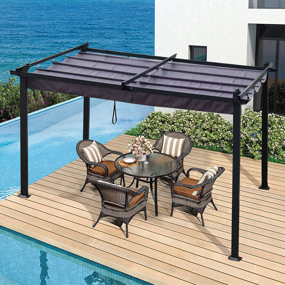 [10x13FT] Premium Outdoor Patio Retractable Pergola With Canopy (97201864) - Image 5