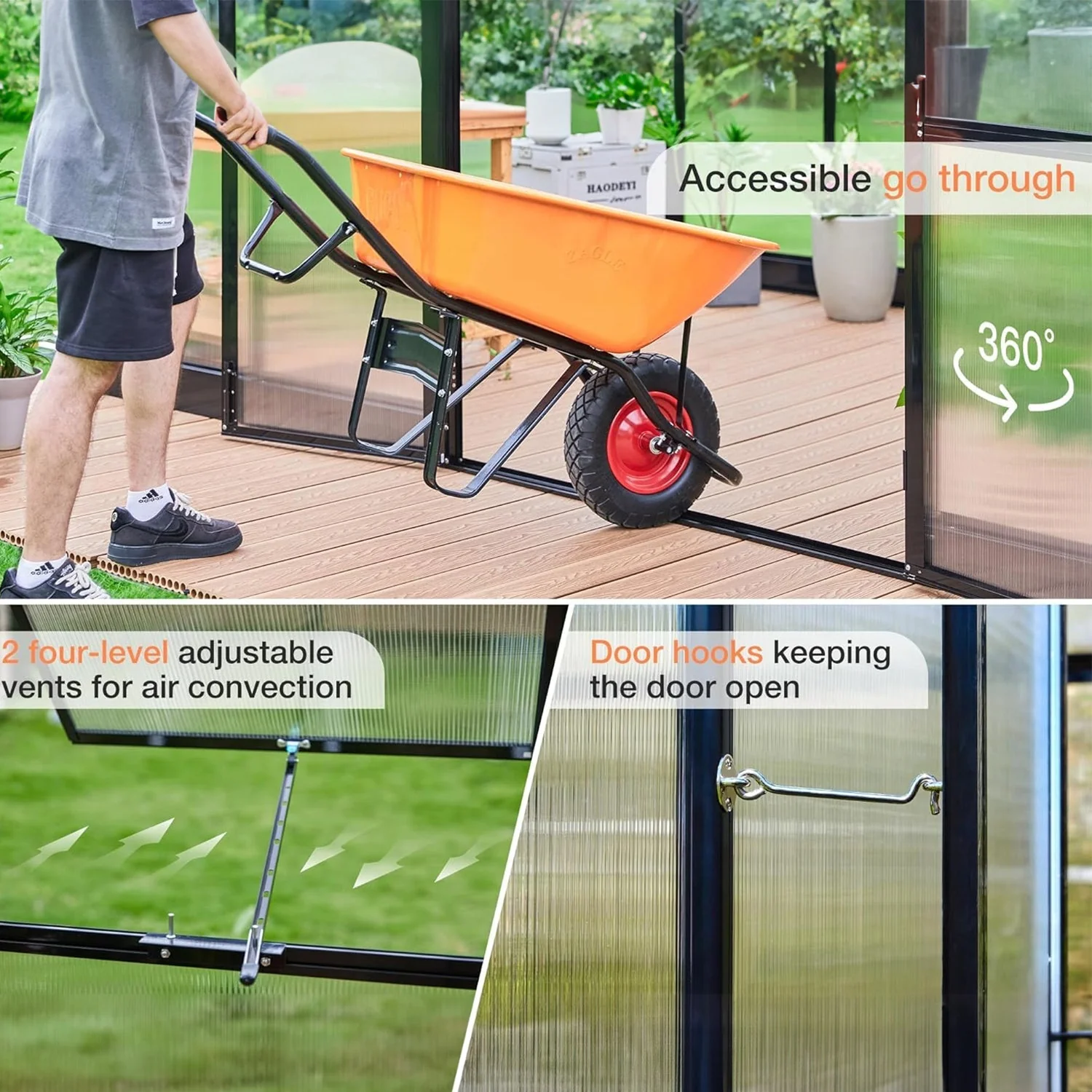 [10x14FT] Premium Outdoor Polycarbonate Greenhouse With Aluminum Frame And Double Swing Doors (93841752) - Image 5