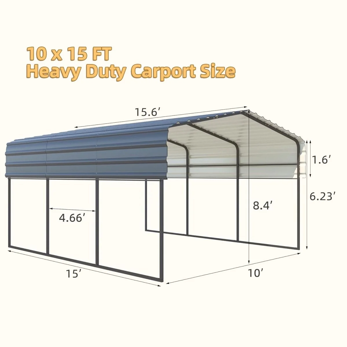 [10x15FT] MLC Heavy Duty Prefab Multi-Use Carport Canopy With Galvanized Steel Roof - Image 2
