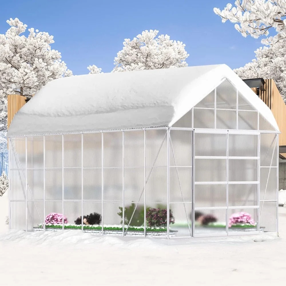 [10x16FT] Extra Large Heavy Duty Backyard Polycarbonate Aluminum Greenhouse With Sliding Doors And Vents - Image 8