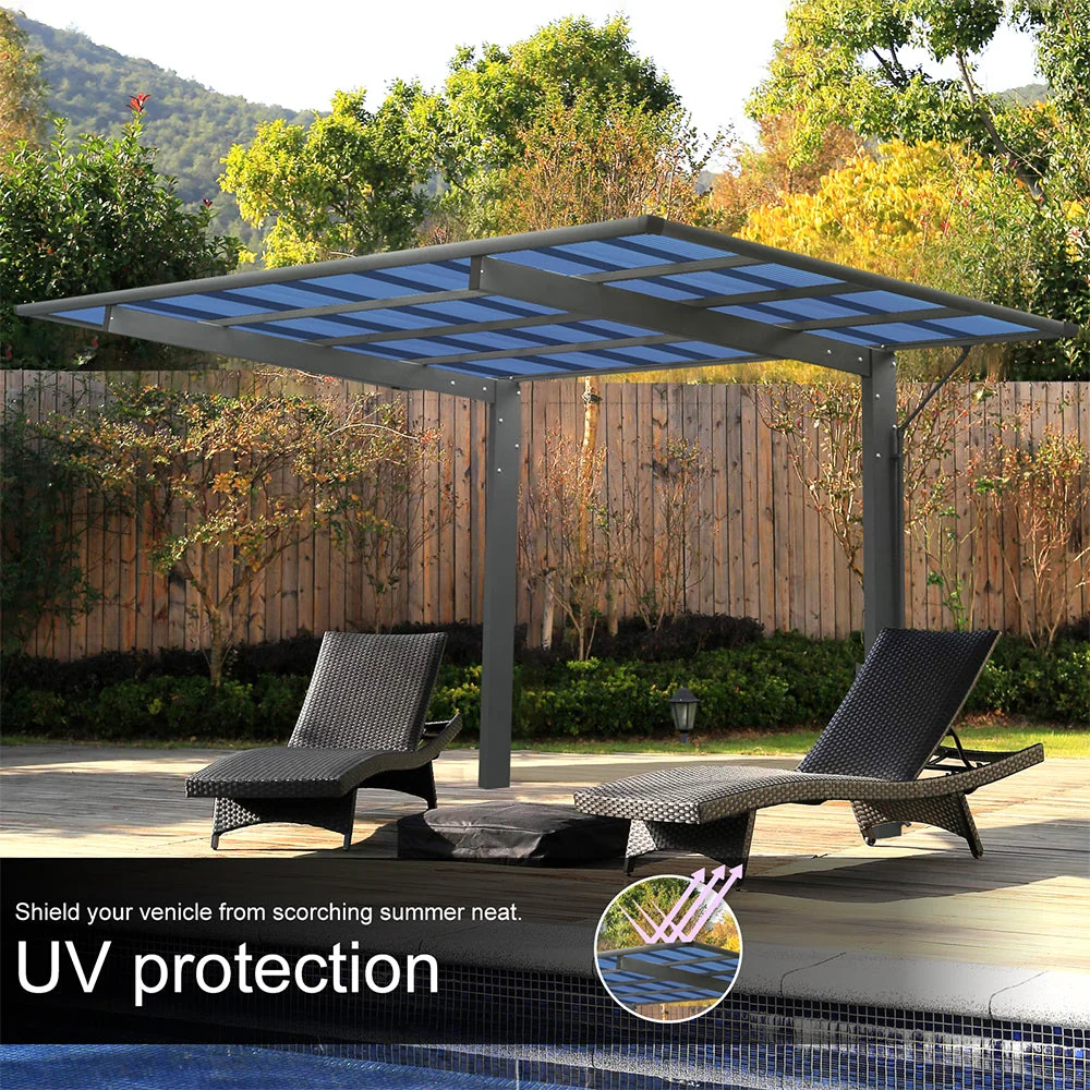 [10x17FT] Extra Large Heavy Duty Outdoor Aluminum Single Side Carport With Galvanized Metal Roof - Image 2
