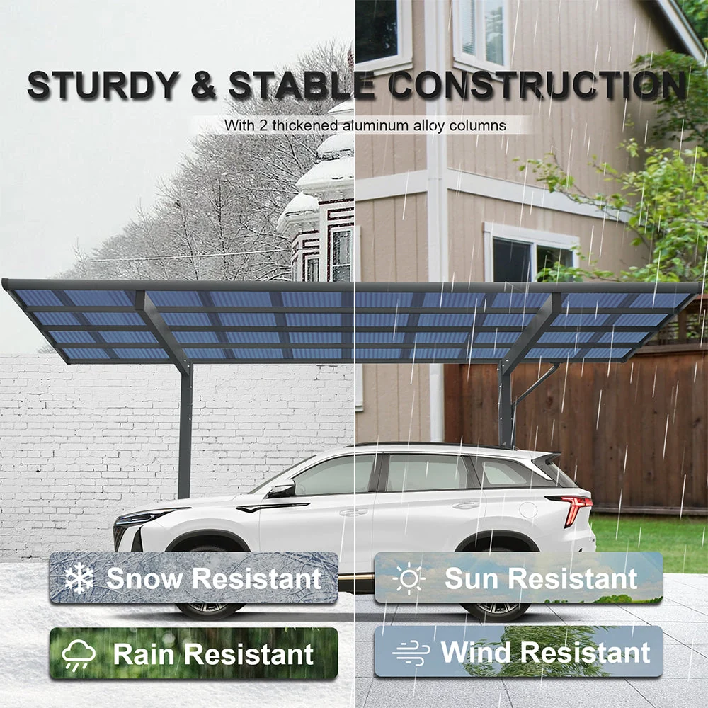 [10x17FT] Extra Large Heavy Duty Outdoor Aluminum Single Side Carport With Galvanized Metal Roof - Image 4