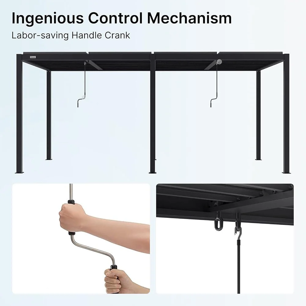 [10x19FT] Premium Full Aluminum Patio Outdoor Louvered Pergola With Adjustable Hardtop Roof (94186352) - Image 4