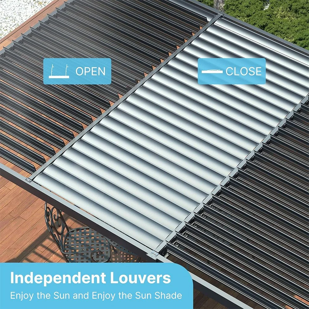 [10x19FT] Premium Full Aluminum Patio Outdoor Louvered Pergola With Adjustable Hardtop Roof (94186352) - Image 5