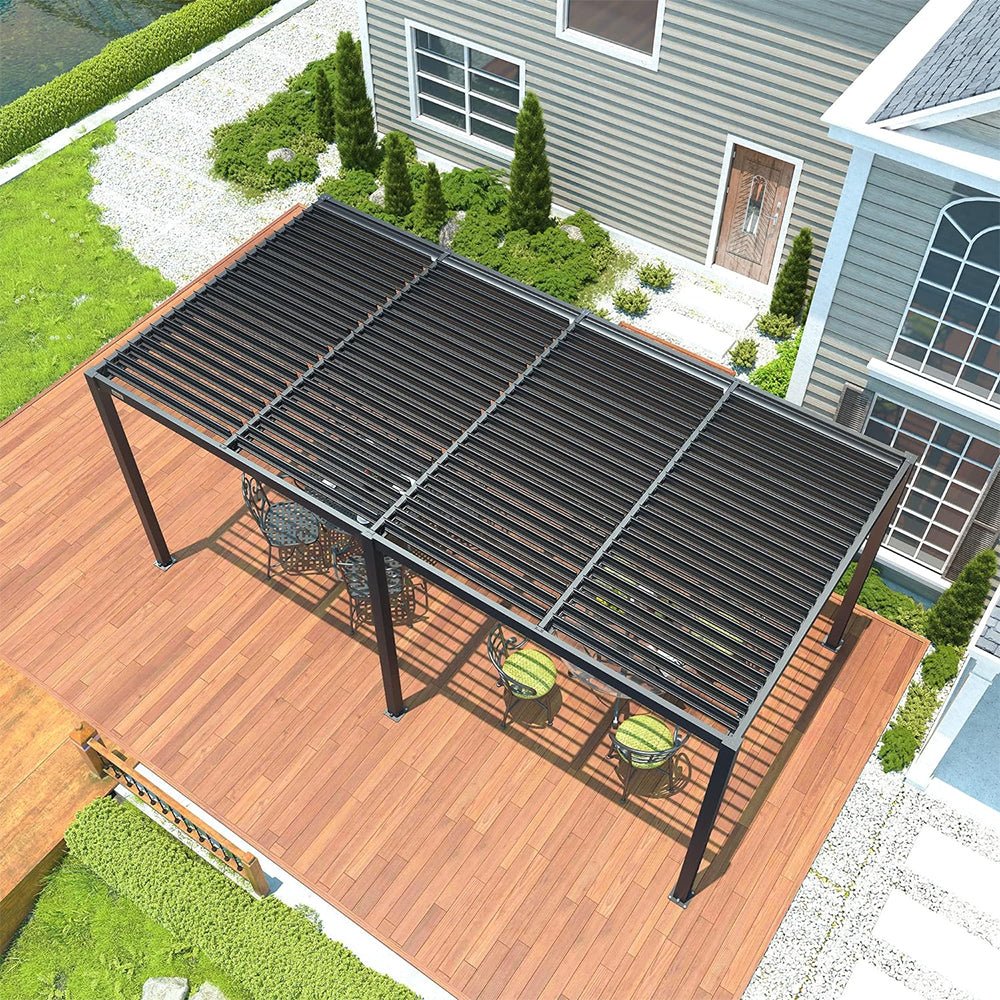 [10x19FT] Premium Full Aluminum Patio Outdoor Louvered Pergola With Adjustable Hardtop Roof (94186352) - Image 8