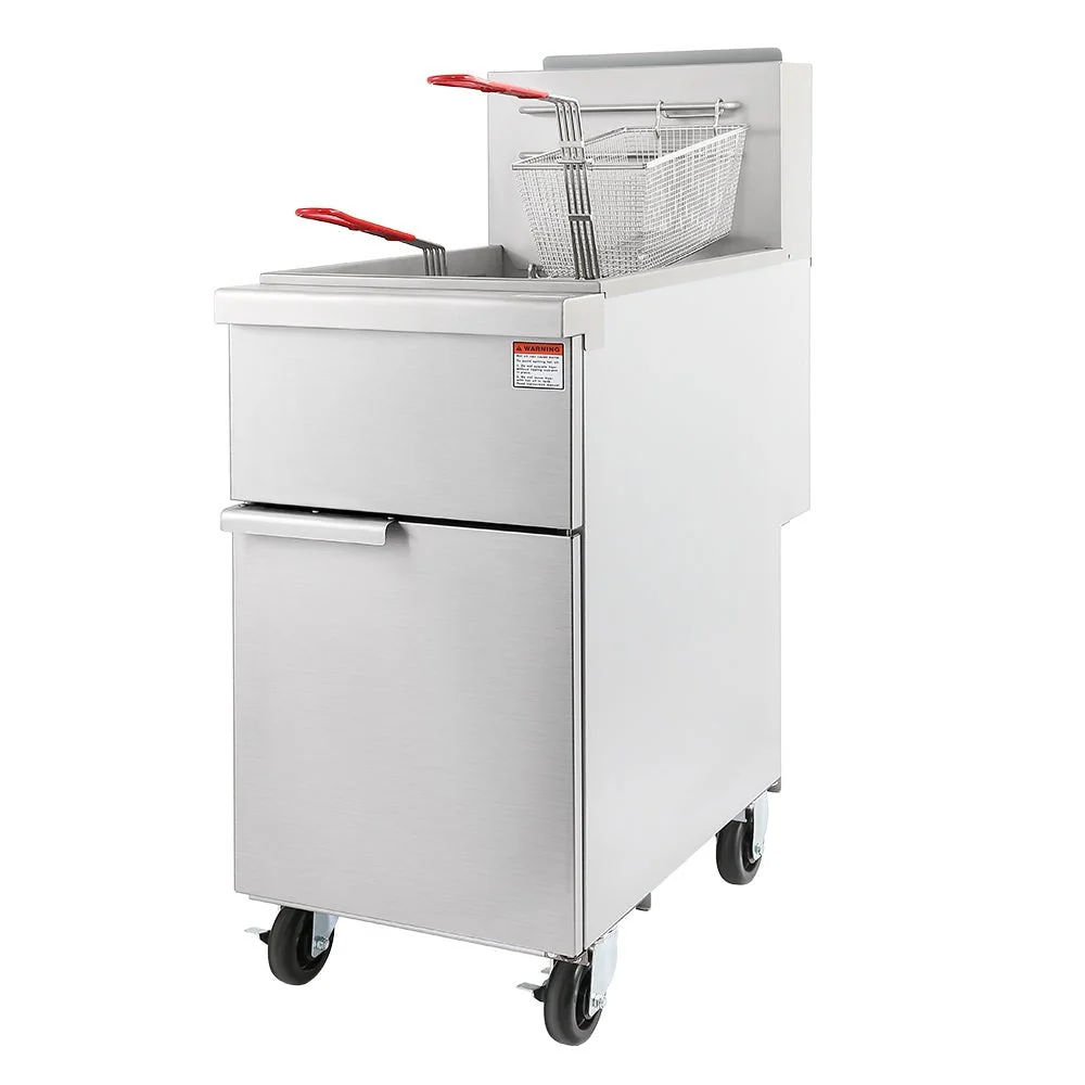 120K BTU Commercial Stainless Steel Gas Powered Floor Deep Fryer With Baskets, 50-55 LBS (96241357) - Image 2