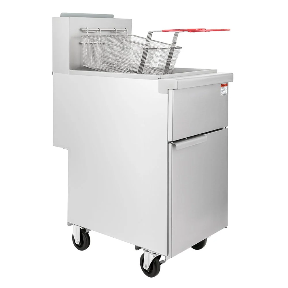 120K BTU Commercial Stainless Steel Gas Powered Floor Deep Fryer With Baskets, 50-55 LBS (96241357) - Image 5