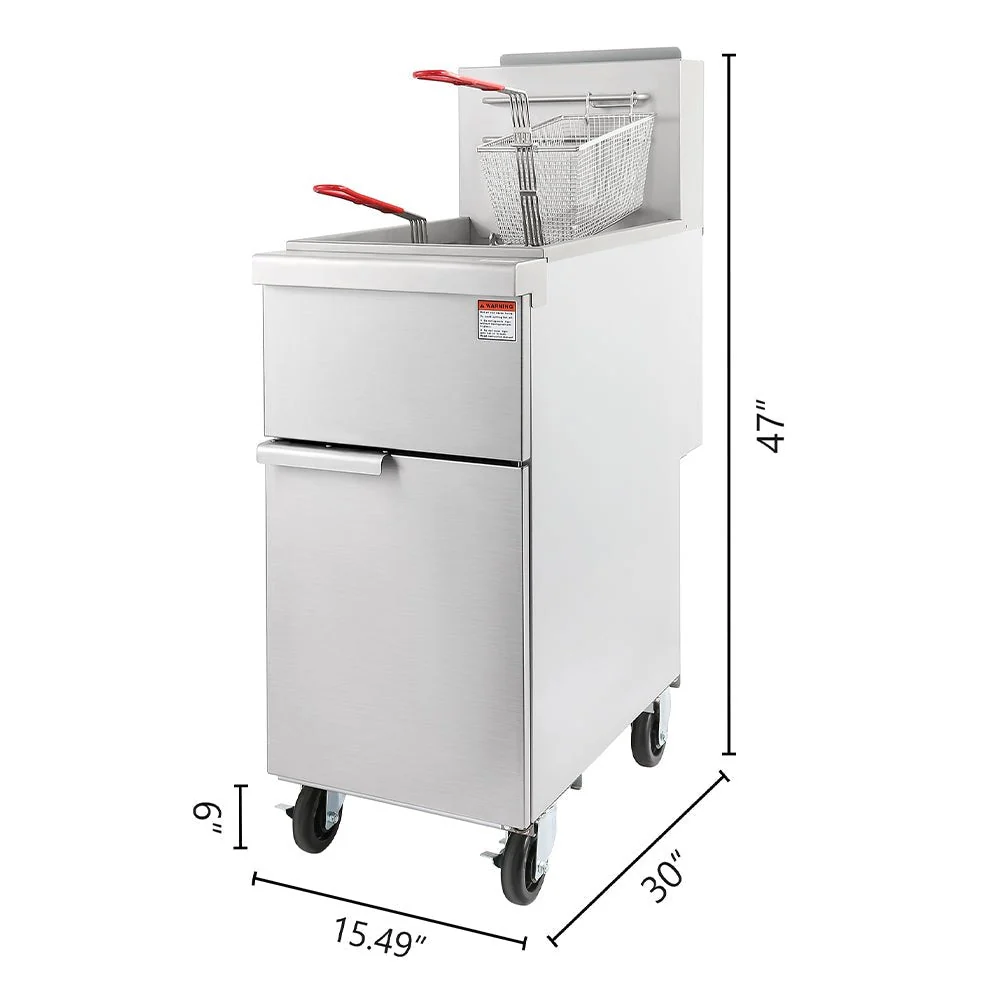 120K BTU Commercial Stainless Steel Gas Powered Floor Deep Fryer With Baskets, 50-55 LBS (96241357) - Image 6