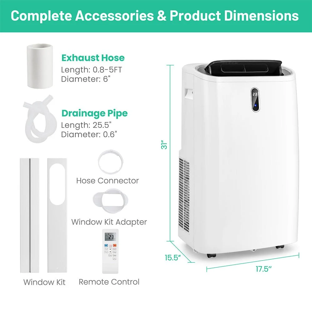 12K BTU Portable Freestanding AC Unit With Remote & App Control (93471825) - Image 3