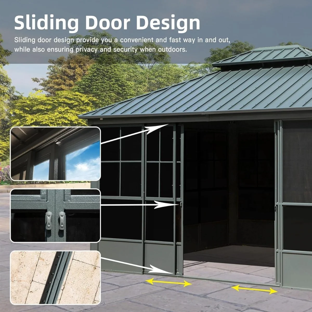 [12x14FT] Large Heavy Duty All-Season Steel Top Aluminum Double Roof Backyard Gazebo - Image 4