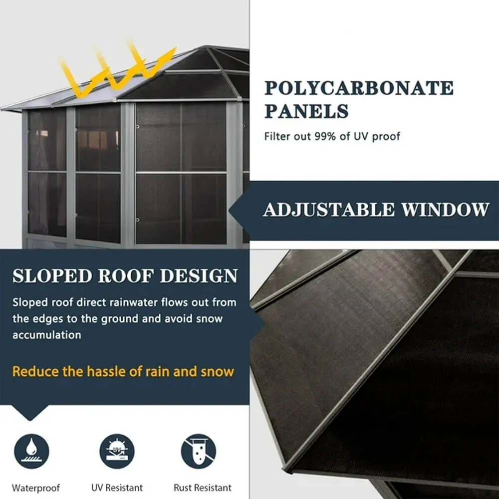 [12x15FT] Extra Large Premium Outdoor All-Season Polycarbonate Hardtop Solarium Sunroom With Sliding Doors - Image 3