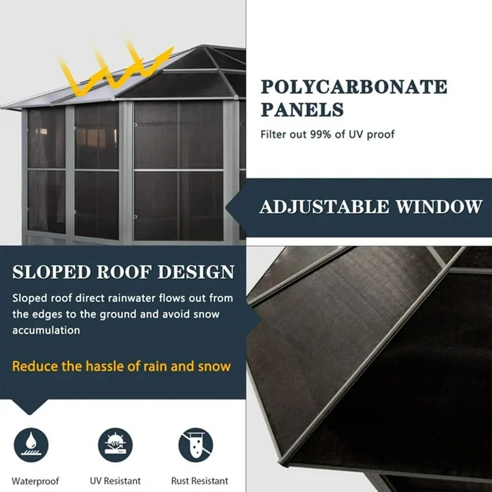 [12x18FT] Large Luxury Outdoor All-Season Aluminum Solarium Sunroom With Polycarbonate Hardtop And Sliding Doors - Image 6