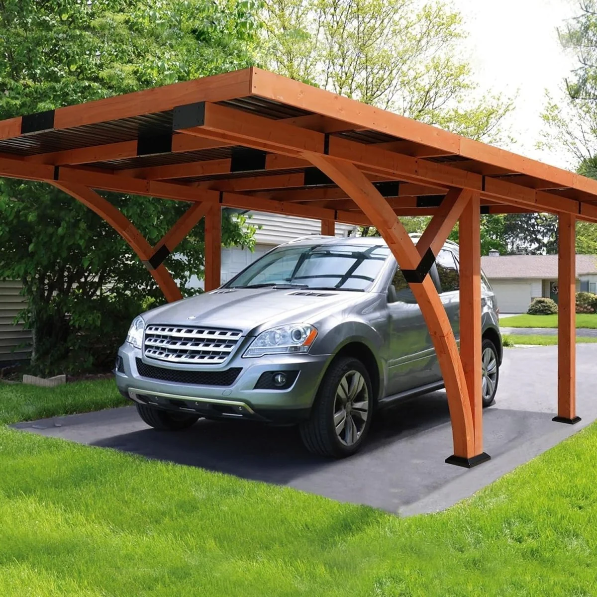 [12x18FT] Premium Heavy Duty Pine Wood Arc-Shaped Carport With Metal Roof - Image 7