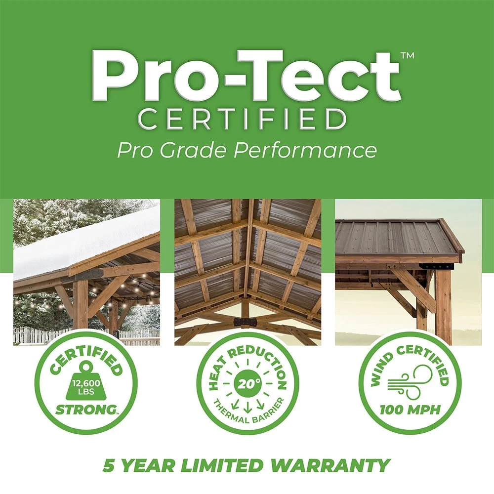 [12x20FT] BYD Premium All Cedar Wooden Carport Pavilion Gazebo With Sloped Hardtop Steel Roof (92758314) - Image 6