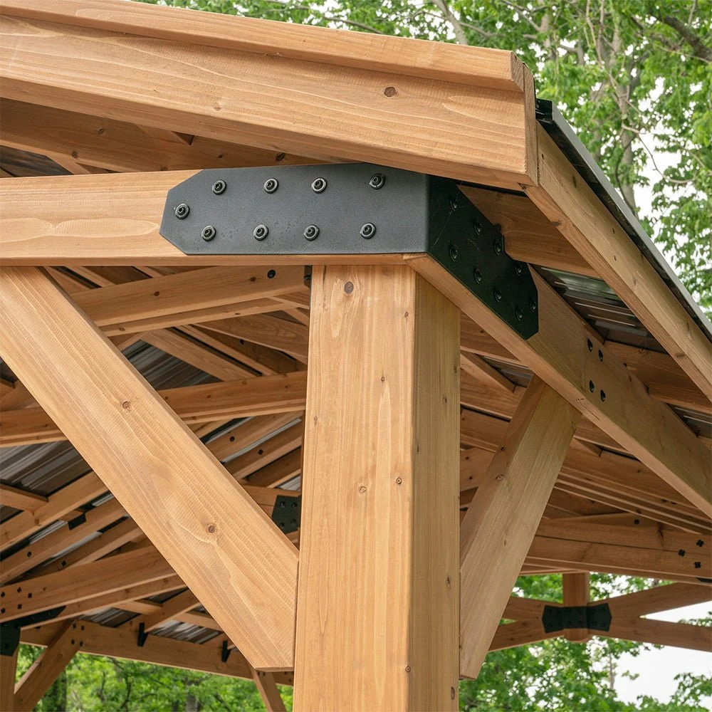 [12x20FT] BYD Premium All Cedar Wooden Carport Pavilion Gazebo With Sloped Hardtop Steel Roof (92758314) - Image 7