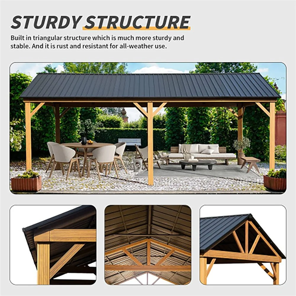 [12x20FT] Premium Outdoor Double-Layer Galvanized Steel Hardtop Gazebo Pergola For Patio (92475381) - Image 5