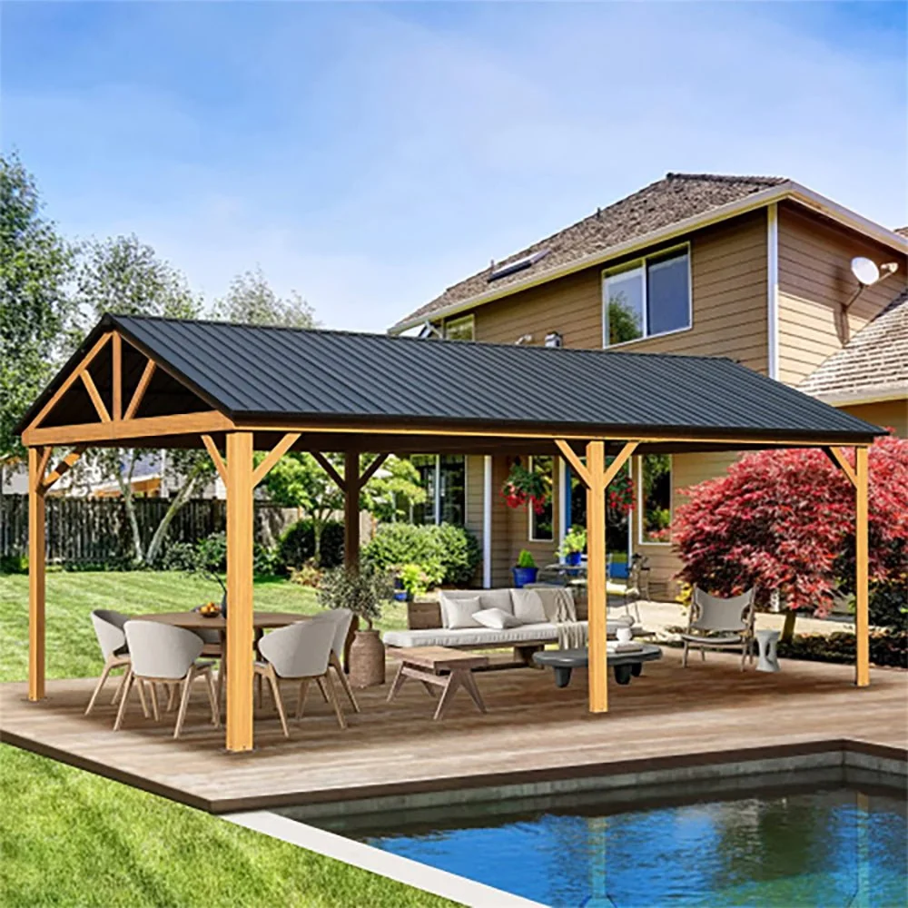 [12x20FT] Premium Outdoor Double-Layer Galvanized Steel Hardtop Gazebo Pergola For Patio (92475381) - Image 6