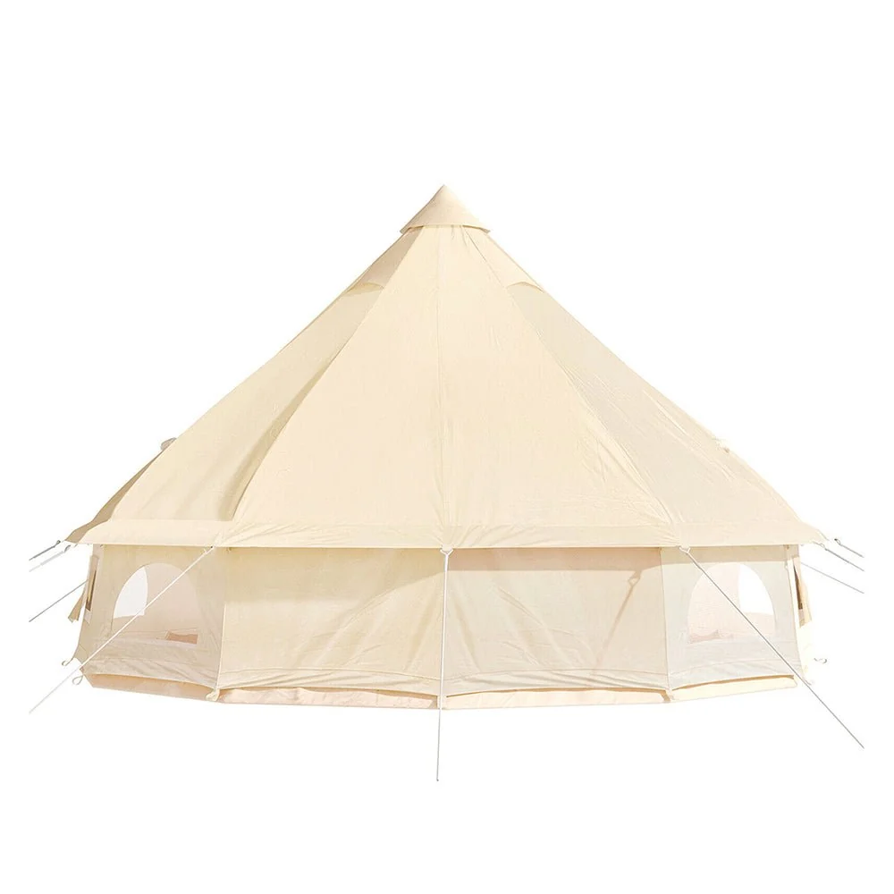 13FT Outdoor Glamping Yurt Teepee Canvas Camping Bell Family Waterproof Tent W/ Stove Jack - Image 2