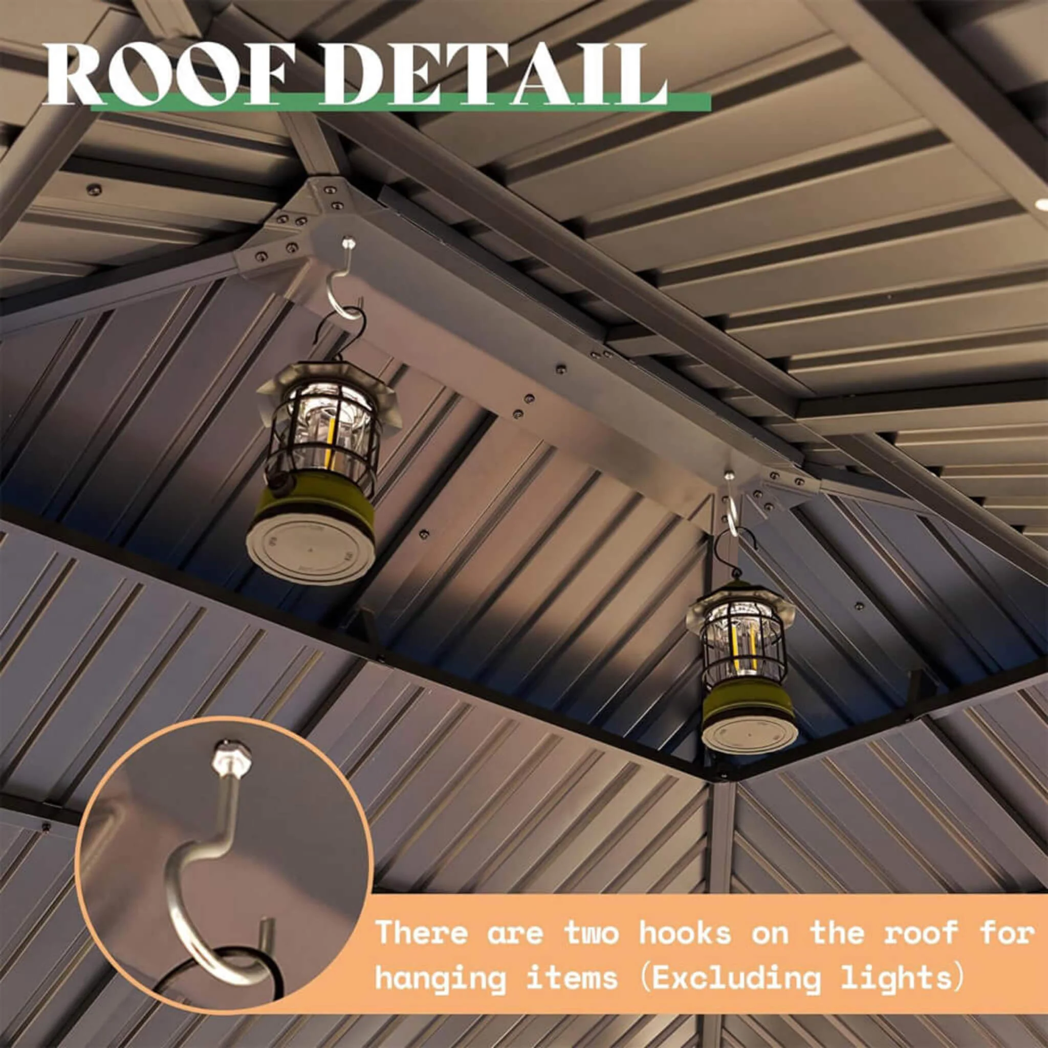 [13x15FT] Premium Outdoor All-Season Wooden Cedar Hardtop Gazebo Carport With Double Iron Roof - Image 3