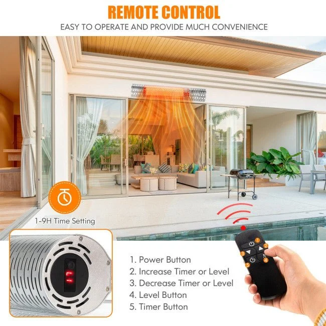 1500W Electric Indoor/Outdoor Waterproof Infrared Patio Heater W/ 2 Power Settings (91826957) - Image 10