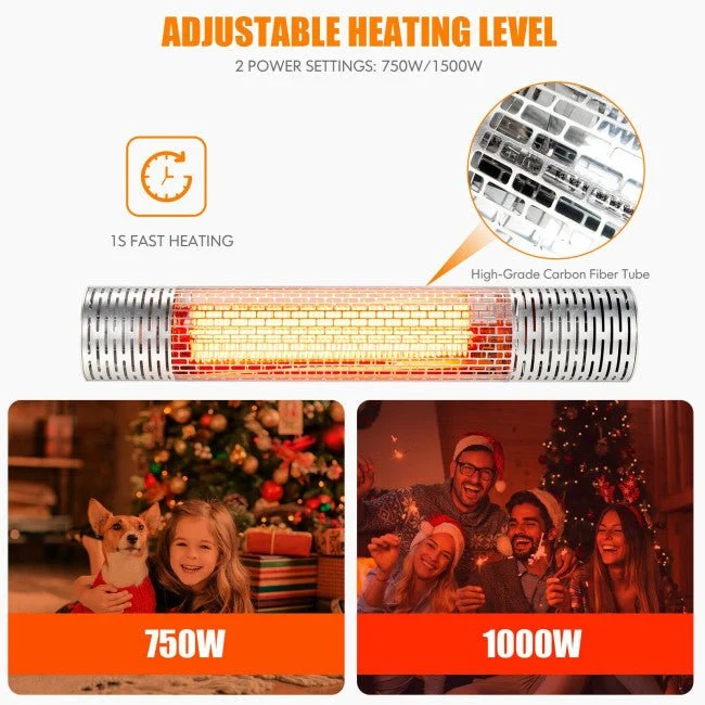 1500W Electric Indoor/Outdoor Waterproof Infrared Patio Heater W/ 2 Power Settings (91826957) - Image 5