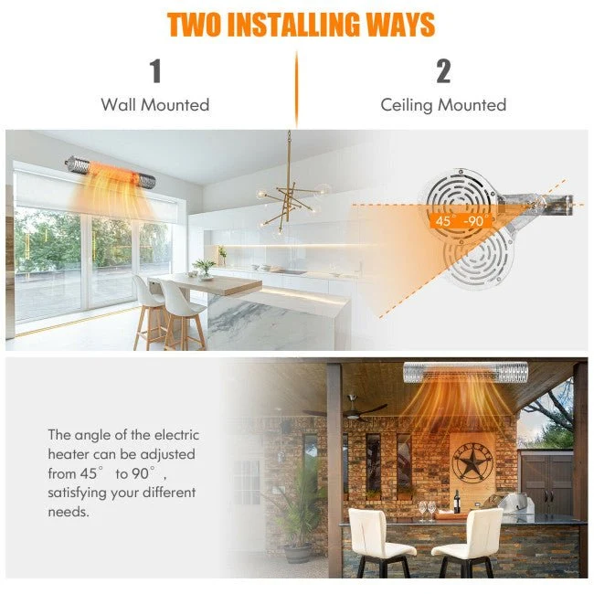 1500W Electric Indoor/Outdoor Waterproof Infrared Patio Heater W/ 2 Power Settings (91826957) - Image 9