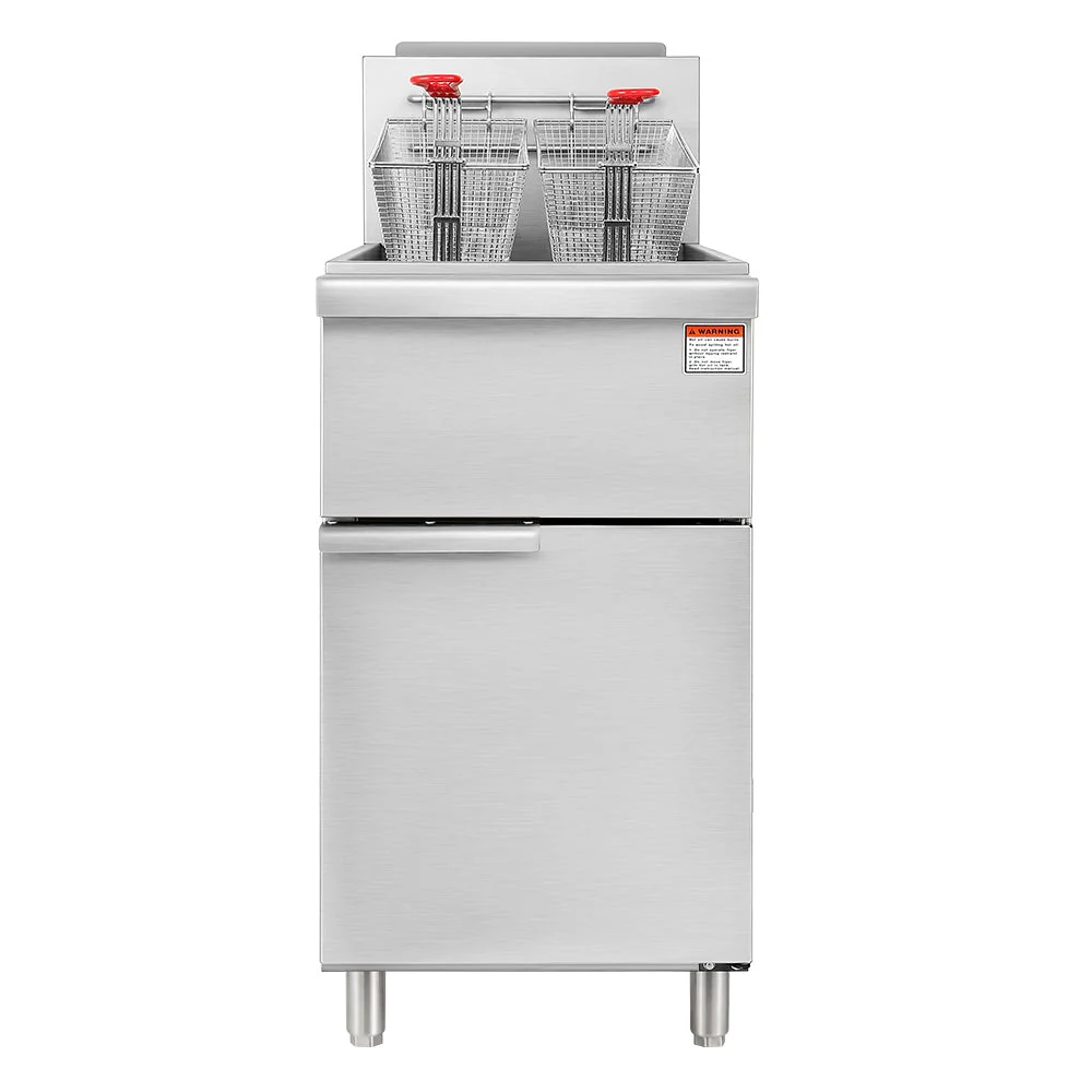 150K BTU Commercial Stainless Steel Gas Powered Floor Deep Fryer With Baskets, 90-95 LBS (95364271)