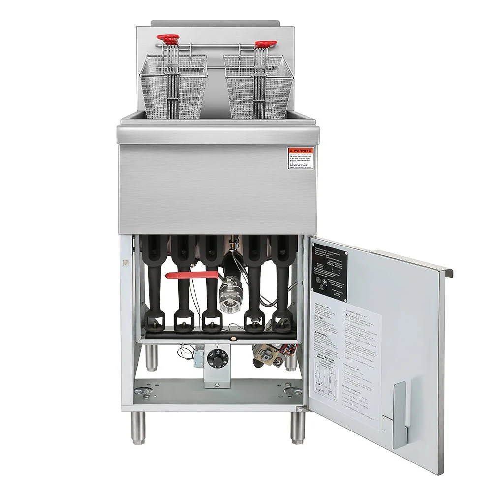 150K BTU Commercial Stainless Steel Gas Powered Floor Deep Fryer With Baskets, 90-95 LBS (95364271) - Image 6