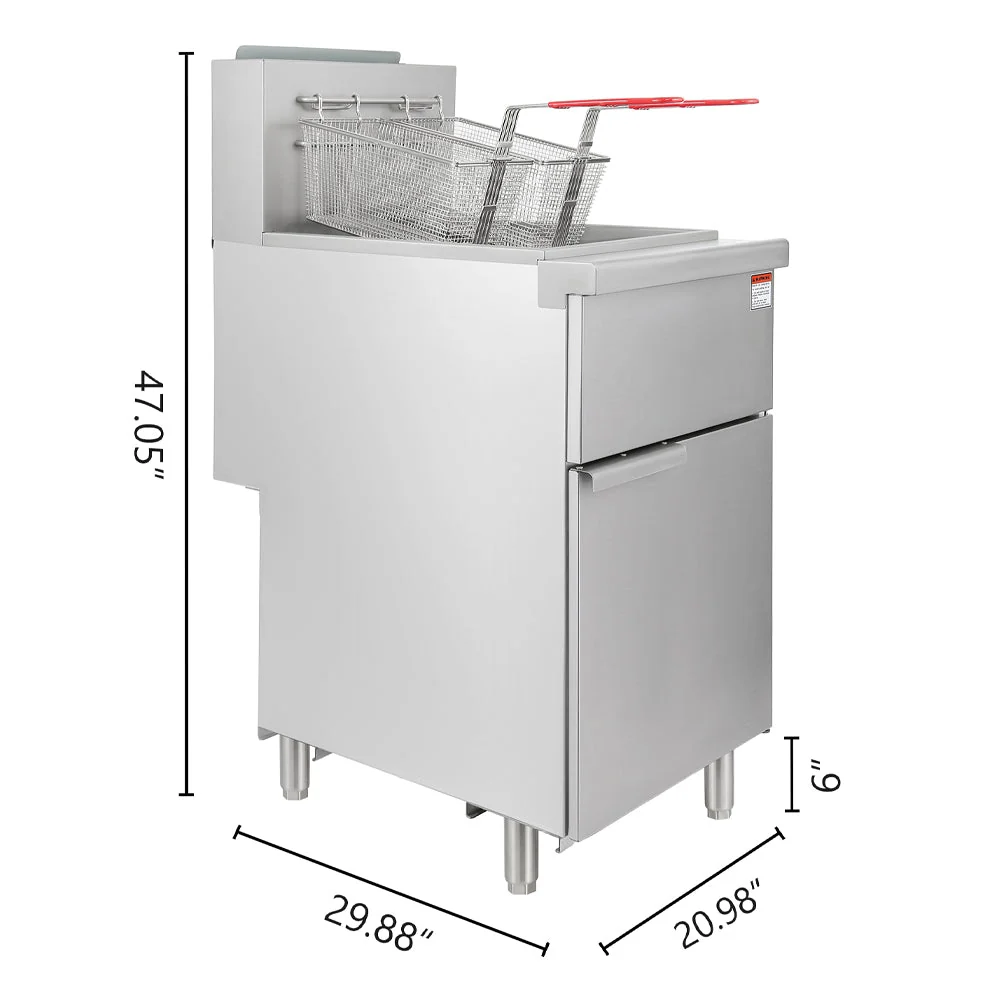 150K BTU Commercial Stainless Steel Gas Powered Floor Deep Fryer With Baskets, 90-95 LBS (95364271) - Image 7