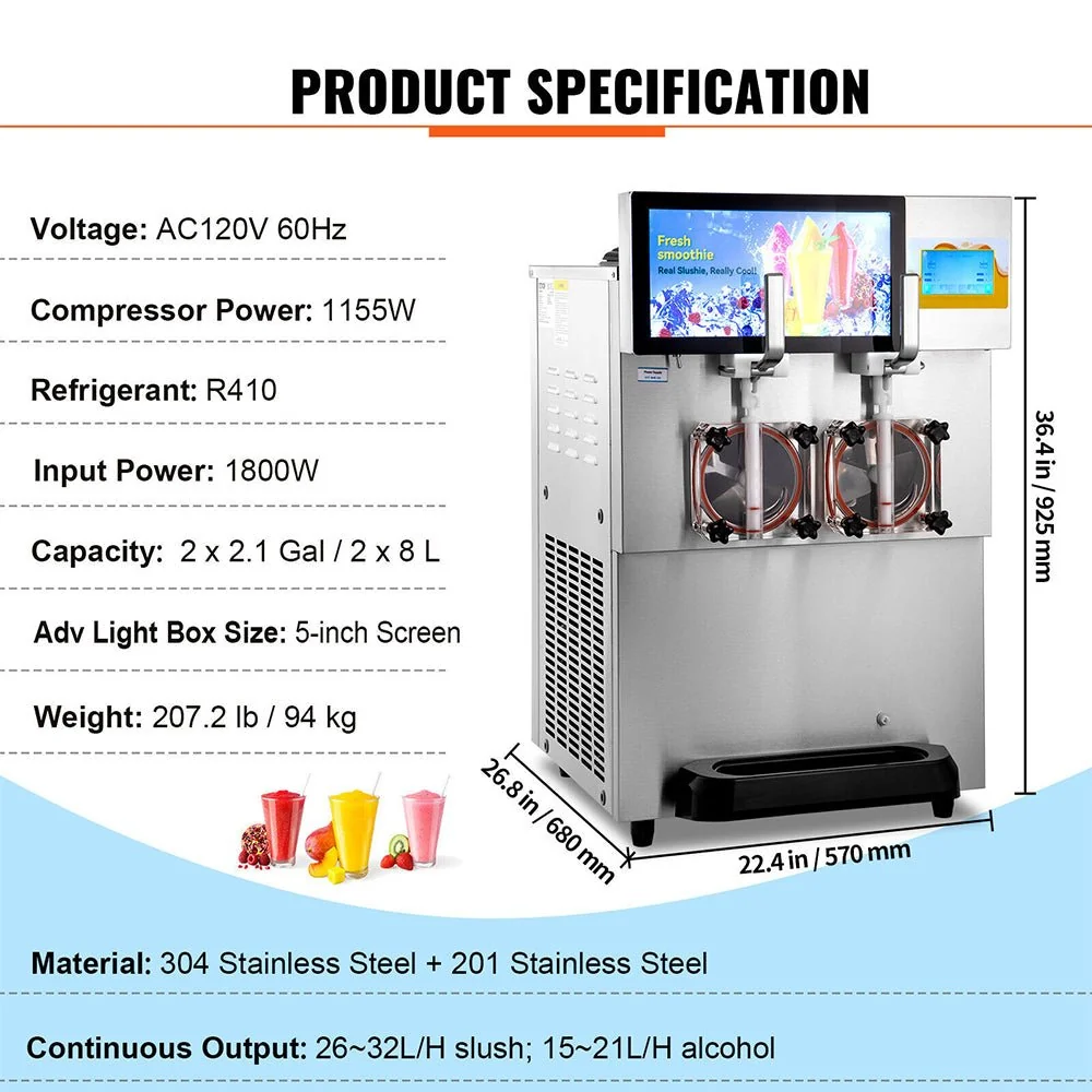 16L Commercial Double Frozen Margarita Ice Slushie Drink Maker Machine, 1155W - Image 10