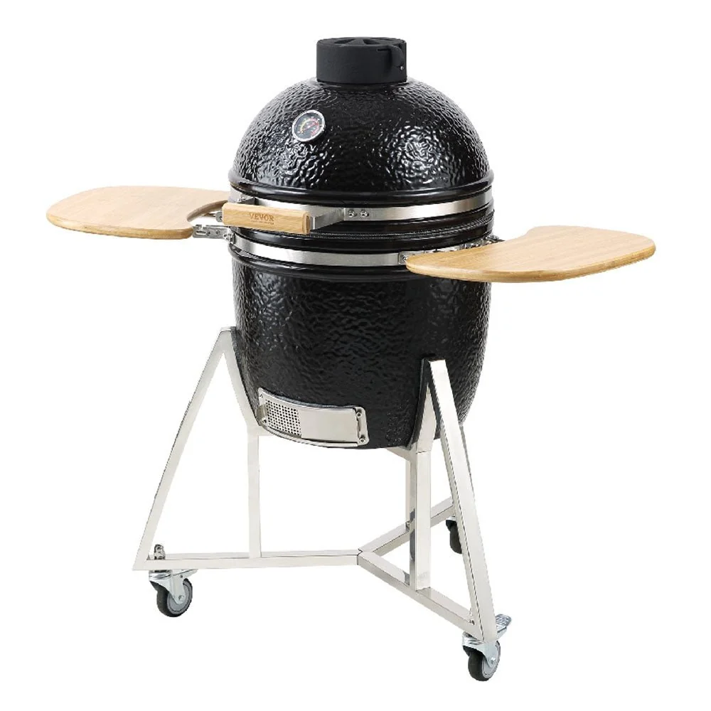 18" Portable Round Ceramic Outdoor Barbecue Smoker Grill For Patio (97258631) - Image 3