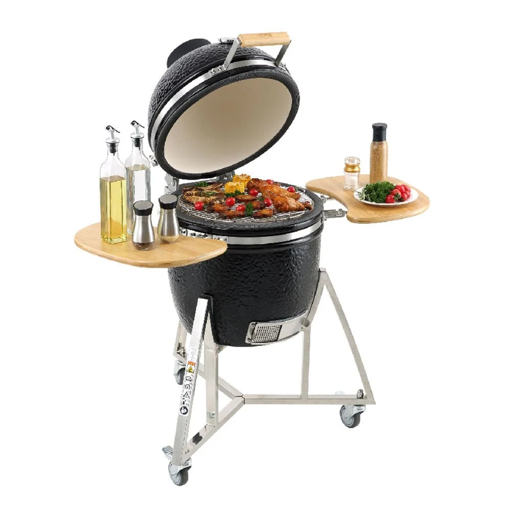 18" Portable Round Ceramic Outdoor Barbecue Smoker Grill For Patio (97258631) - Image 5
