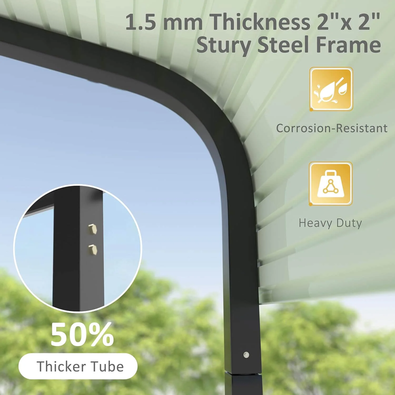 [20x20FT] Heavy Duty Extra Large 2 Car Metal Carport Kit For Cars, Boats, And Trucks - Image 6