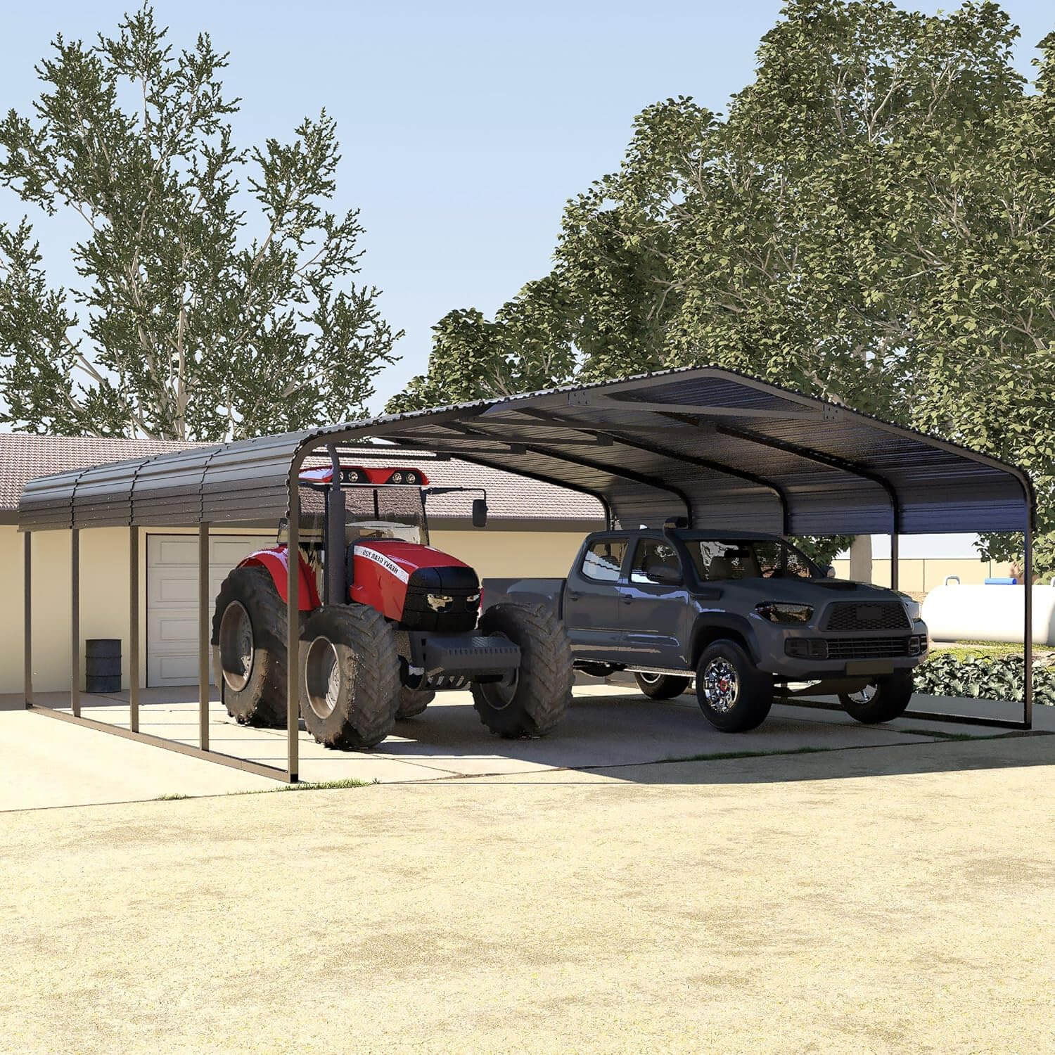 [20x20FT] Heavy Duty Extra Large 2 Car Metal Carport Kit For Cars, Boats, And Trucks - Image 8