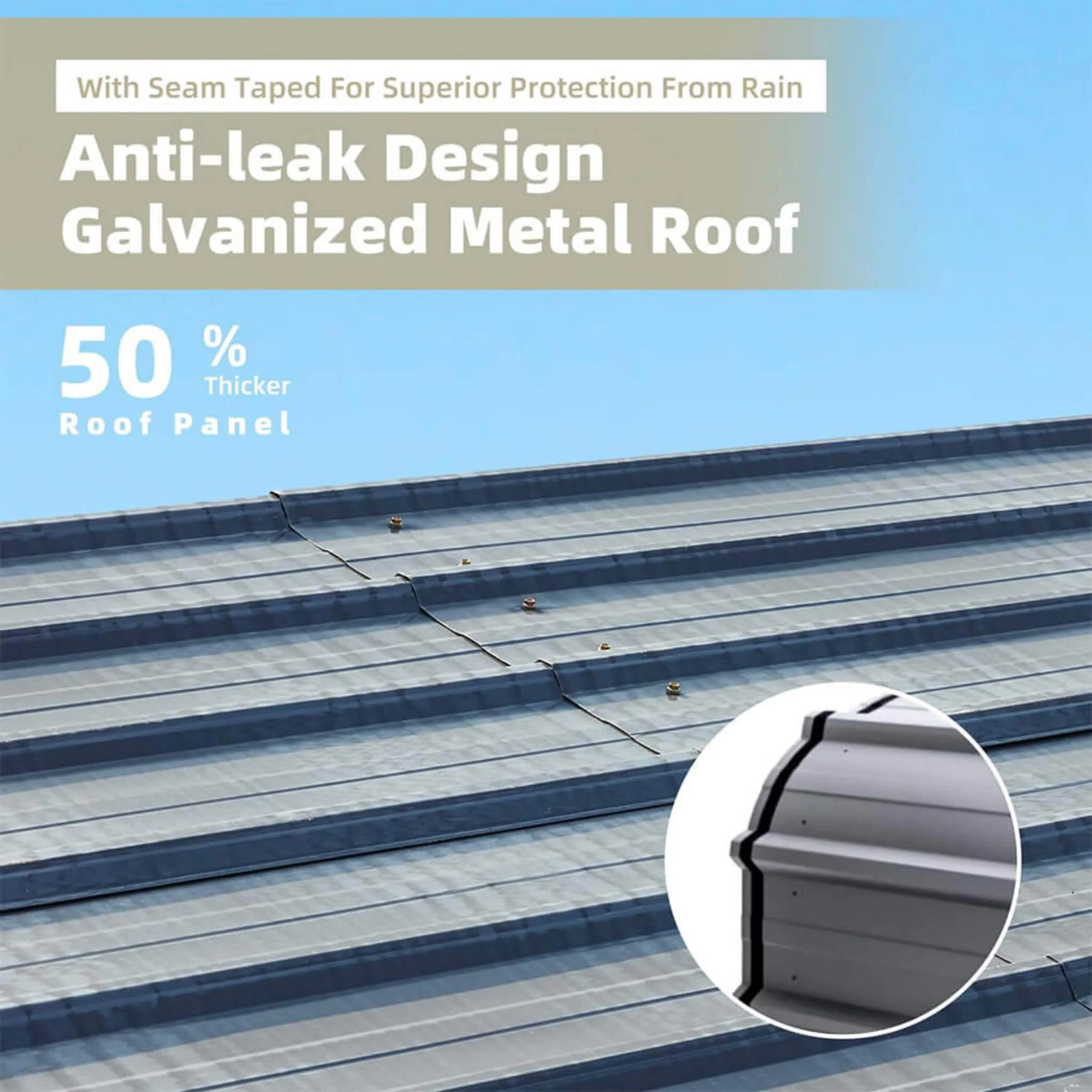 [20x40FT] Extra Large Heavy Duty Four Car Outdoor Metal Carport Canopy For Trucks, Boats And SUVs - Image 3