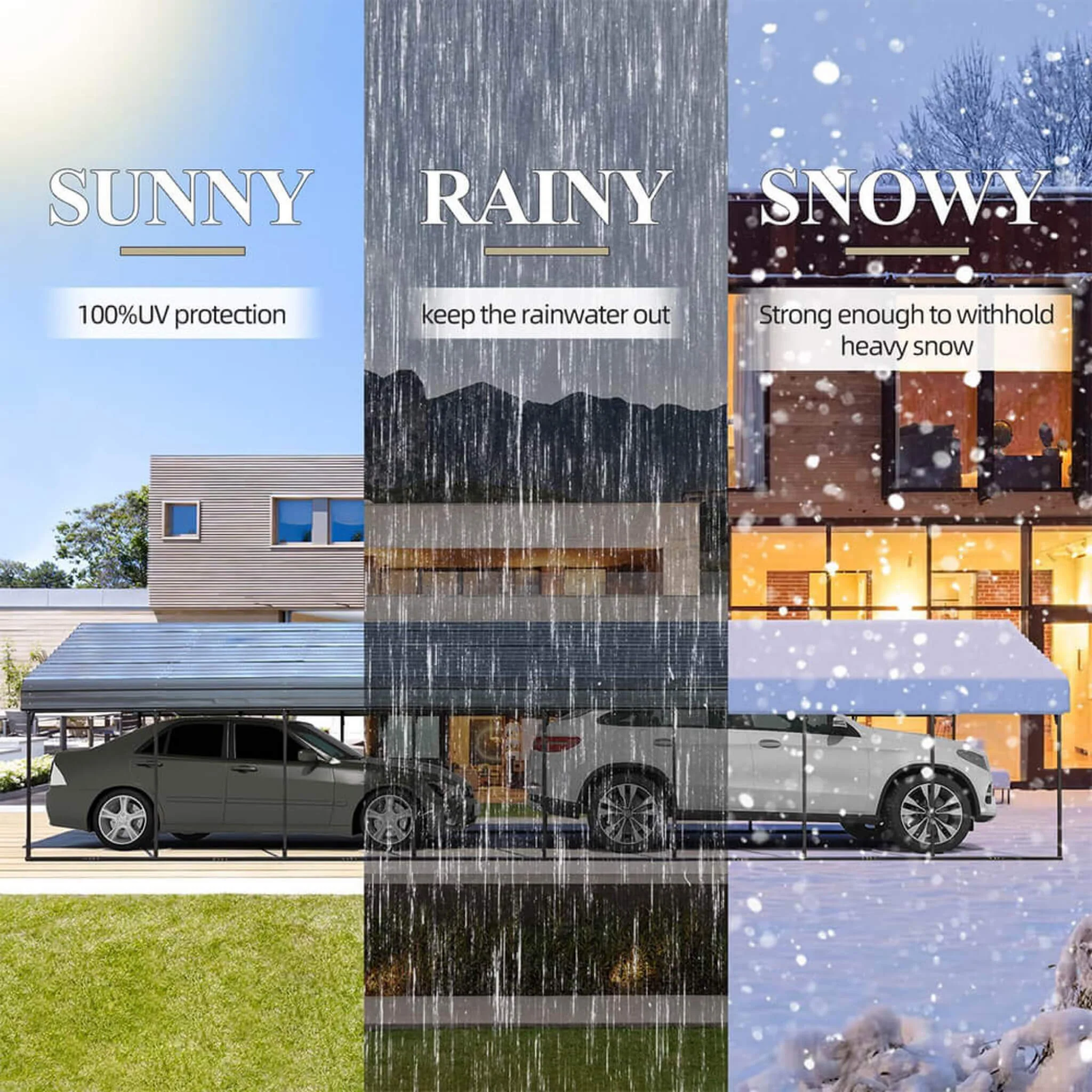 [20x40FT] Extra Large Heavy Duty Four Car Outdoor Metal Carport Canopy For Trucks, Boats And SUVs - Image 7